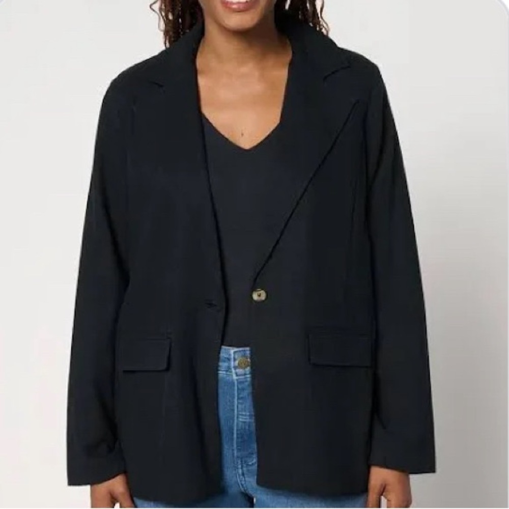 NWT Me by Jennie Garth Mullholland Linen & Viscose Blazer Black size Medium